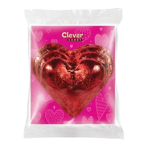 Clever Candy Foil Red Heart Milk Chocolate 3 Oz