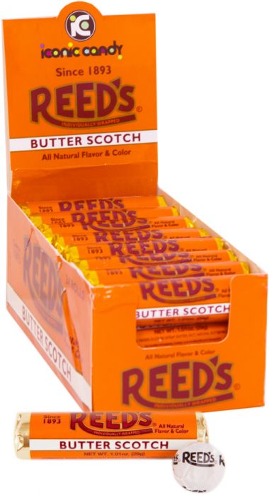 Iconic Reed's Butterscotch Hard Candy Rolls 24ct