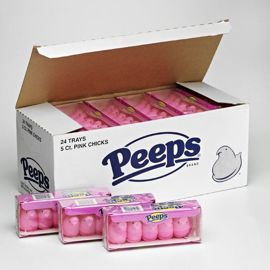 Peeps Marshmallow Pink Chicks 5ct 24ct