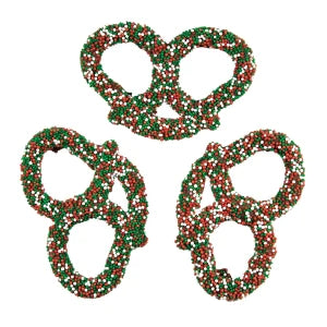 Christmas Nonpareil Chocolatey Coated Pretzels