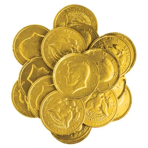 Gold Foil Chocolatey Candy Kennedy Coins 1.5"