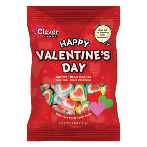 Clever Candy Happy Valentines Day Gummy Hearts 5 Oz Peg Bag