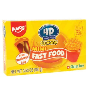 Amos 4d Gummy Mini Fast Food 3.53 Oz Theater Box