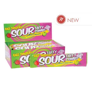 Face Twisters Strawberry Green Apple Sour Taffy 1.4 Oz