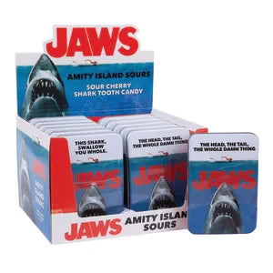 Jaws Amity Island Sours Shark Tooth Candy 1.2 Oz Tin