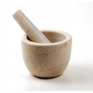 Mortar and Pestle, Beige Marble 4"