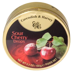 Cavendish & Harvey Sour Cherry Drops 5.3 Oz Tin