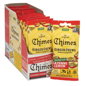 Chimes Cayene Lemon Ginger Chews Convenience Pack 1.5 Oz Peg Bag