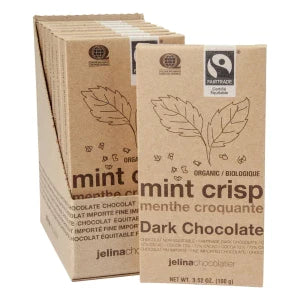 Jelina Mint Crisp 72% Dark Chocolate 3.52 Oz Bar