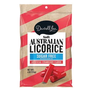 Darrell Lea Sugar Free Strawberry Licorice 4 Oz Pouch