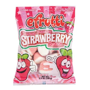 Efrutti Creamy Dreamy Strawberry Batch Gummi Candy 3.5 Oz Peg Bag