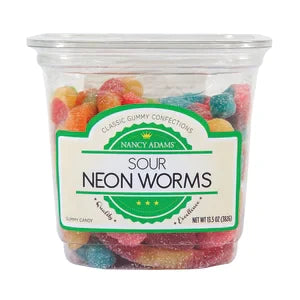 Nancy Adams Sour Neon Worms 13.5 Oz Tub