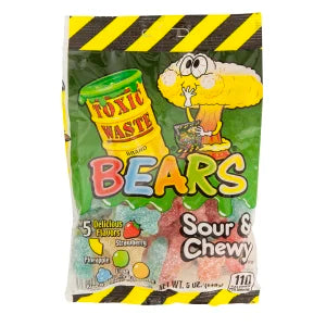 Toxic Waste Sour And Chewy Gummy Bears 5 Oz Peg Bag