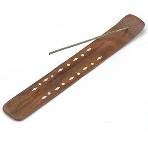 Incense Burner, Brown Sheesham Wood with Inlay Design