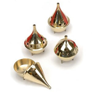 Cone Charcoal Burner Set, Solid Brass