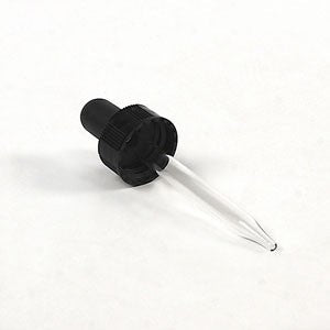 Black Dropper Lid with Glass Tube for 1 fl oz Amber and Cobalt Bottles