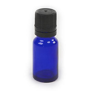 1/3 fl oz Blue Cobalt Glass Bottle with Insert & Lid (Child Resistant & Tamper Evident)