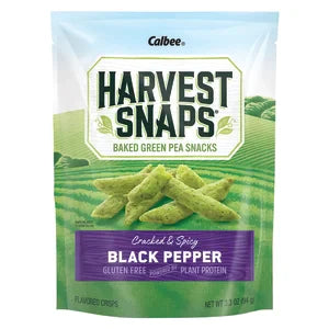 Calbee Harvest Snaps Black Pepper Snapea Crisps 3.3 Oz Pouch