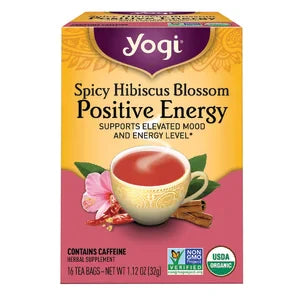 Yogi Tea Spicy Hibiscus Blossom Positive Energy 16 Count Box