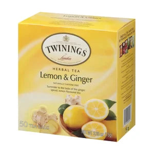 Twinings Lemon & Ginger Herbal Tea 50 Ct Box