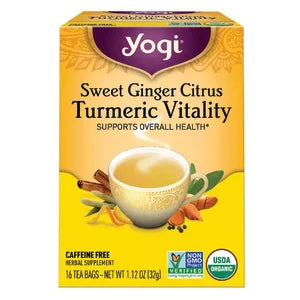 Yogi Tea Sweet Ginger Citrus Turmeric Vitality 16 Count Box