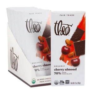 Theo Dark Chocolate Cherry Almond 3 Oz Bar