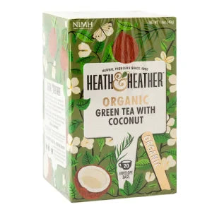 Heath & Heather Organic Green Tea With Coconut 20 Ct Box