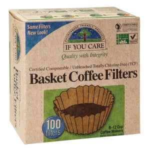 If You Care 8 " Unbleached Basket Coffee Filters 100 Ct Box