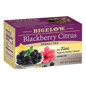 Bigelow Blackberry Citrus + Zinc Herbal Tea 18 Count Box