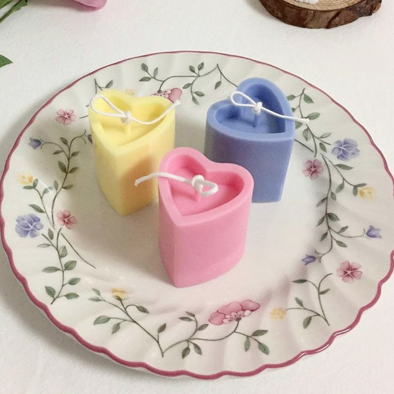 Candle Making 3D Columnar Heart Shape DIY Handmade Candle Mold Plastic Acrylic Mold Resin Molds DIY Soap Mold Cake Mold