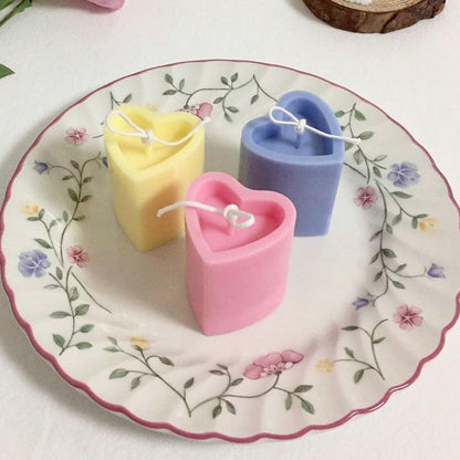 Candle Making 3D Columnar Heart Shape DIY Handmade Candle Mold Plastic Acrylic Mold Resin Molds DIY Soap Mold Cake Mold