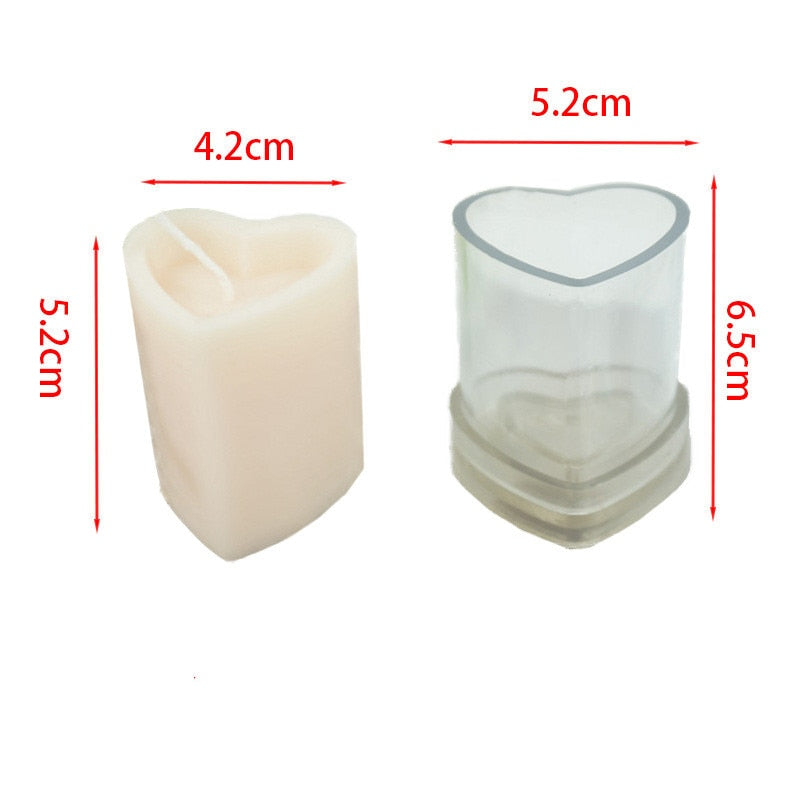 Candle Making 3D Columnar Heart Shape DIY Handmade Candle Mold Plastic Acrylic Mold Resin Molds DIY Soap Mold Cake Mold