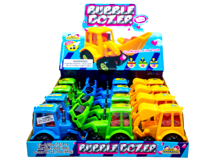 Kidsmania Bubble Dozer Bubblegum Filled Construction Trucks 12ct