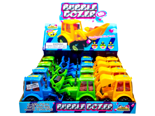 Kidsmania Bubble Dozer Bubblegum Filled Construction Trucks 12ct